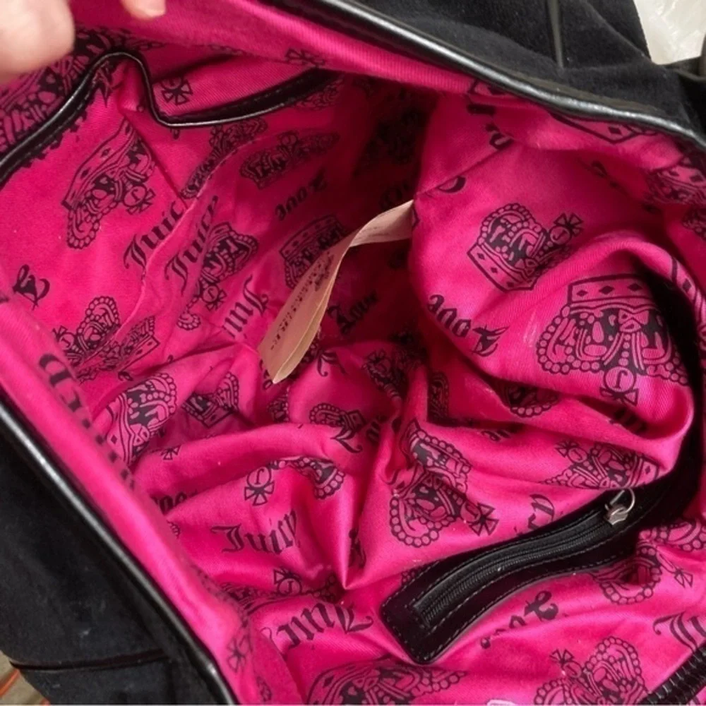 Juicy couture y2k vintage velour black laptop messenger bag rare